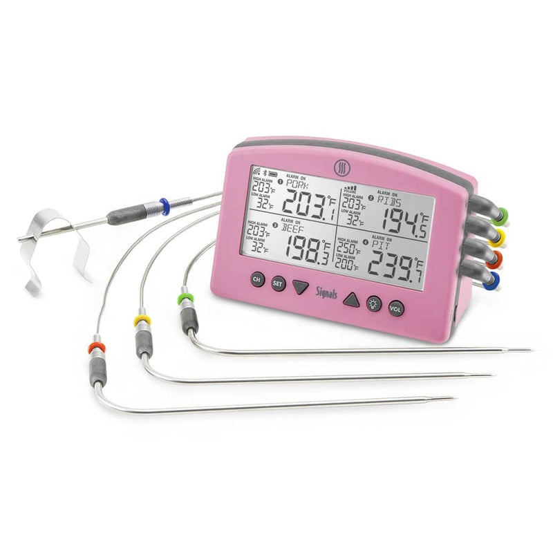 Thermoworks Thermoworks Signals 4-Channel BBQ Alarm Thermometer (WiFi + Bluetooth) Pink TX-1500-PK Accessory Thermometer Wireless