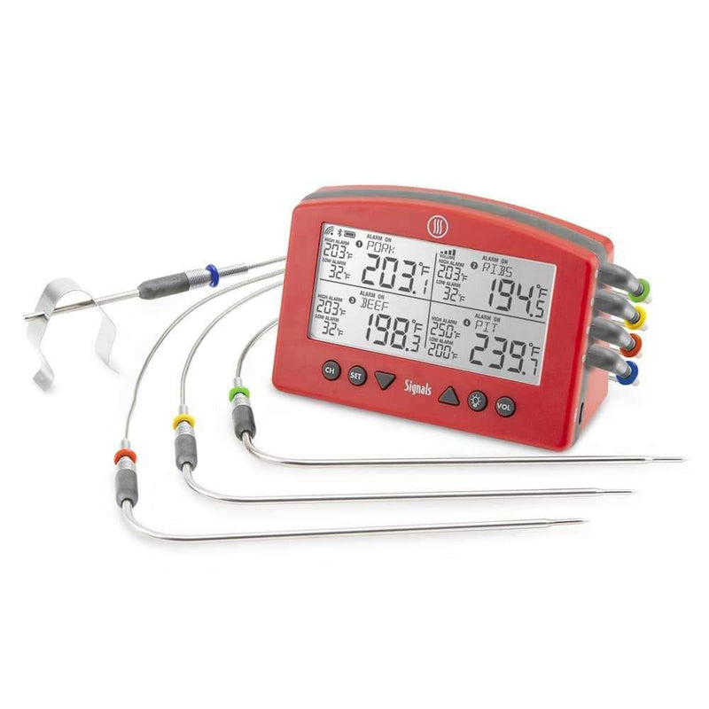 Thermoworks Thermoworks Signals 4-Channel BBQ Alarm Thermometer (WiFi + Bluetooth) Red TX-1500-RD Accessory Thermometer Wireless 719926194631