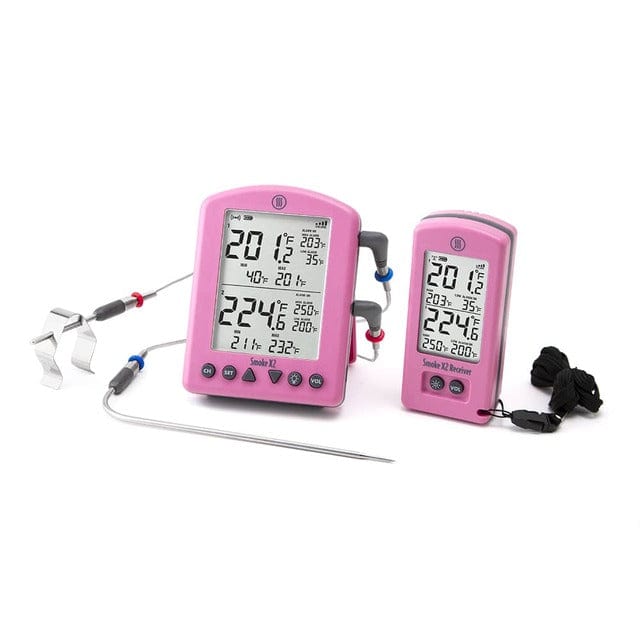 Thermoworks ThermoWorks Smoke X2 Long-Range Remote BBQ Alarm Thermometer TX-1700 Pink TX-1700-PK Accessory Thermometer Wireless