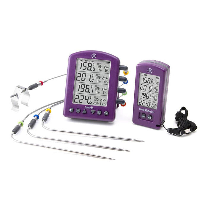 Thermoworks ThermoWorks Smoke X4 Long-Range Remote BBQ Alarm Thermometer TX-1800 Purple TX-1800-PR Accessory Thermometer Wireless