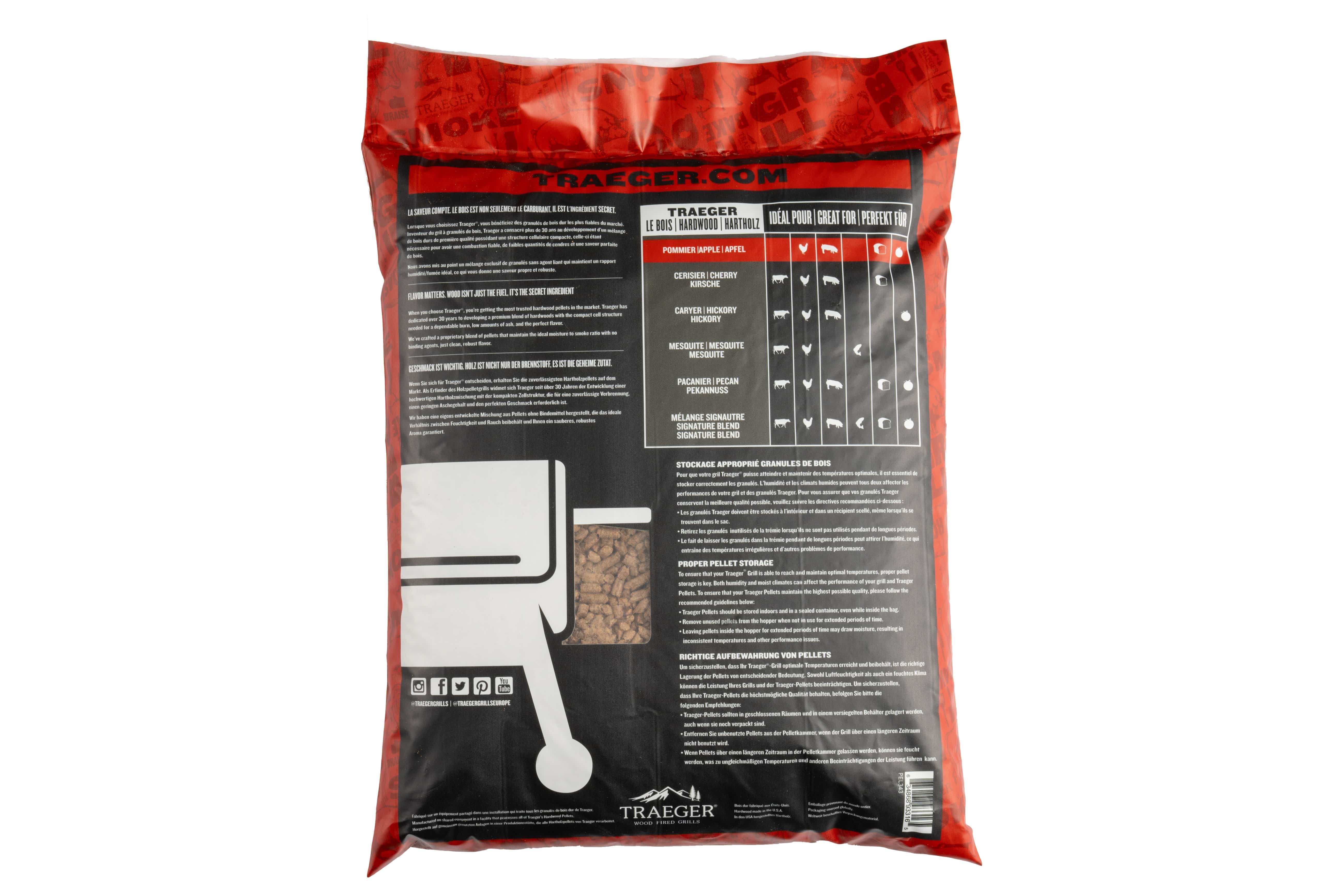 Traeger Traeger Apple Wood Pellets 20 lb Bag PEL343 Accessory Smoker Wood Chip & Chunk 634868933165