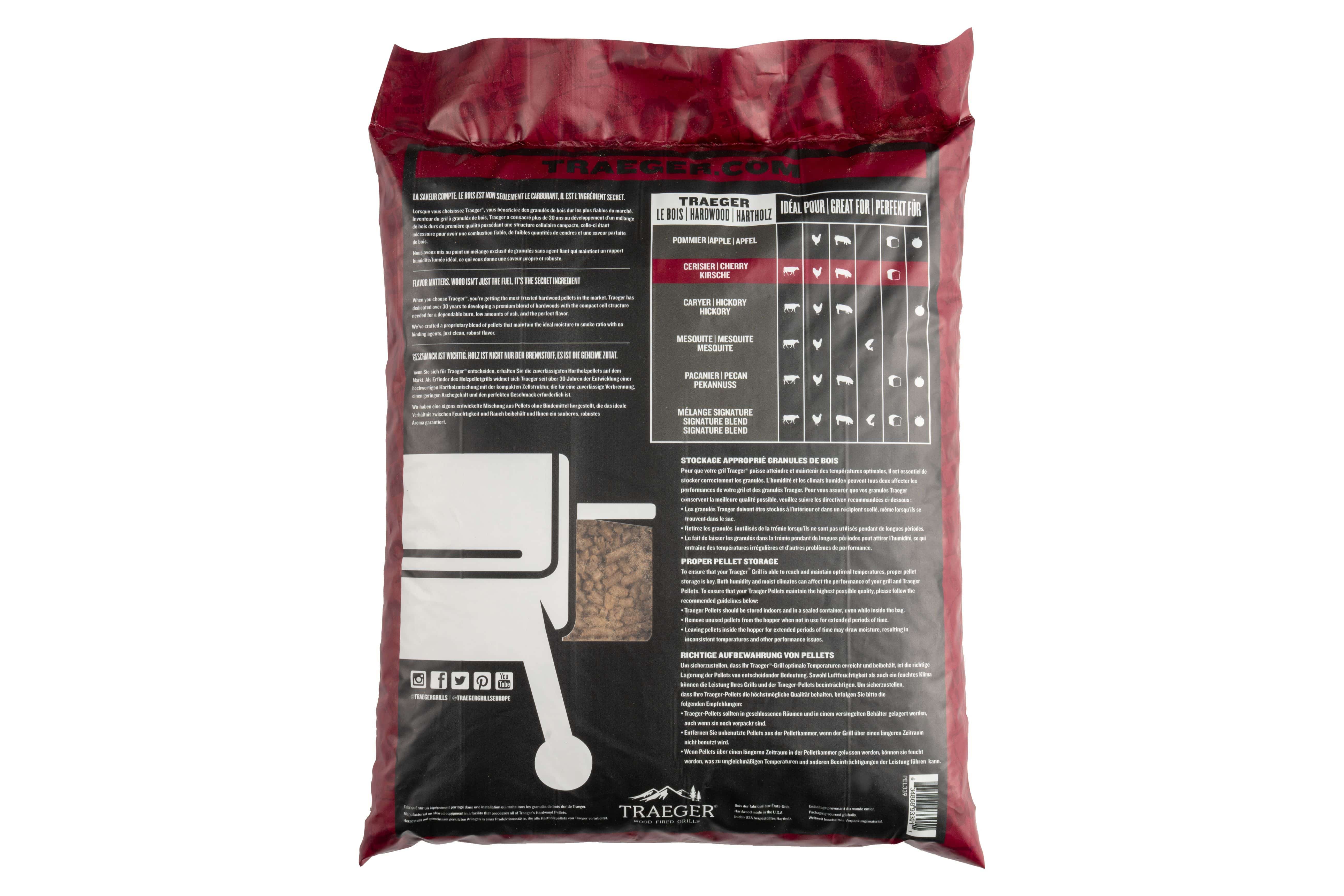 Traeger Traeger Cherry Wood Pellets 20 lb Bag PEL339 Accessory Smoker Wood Chip & Chunk 634868933011