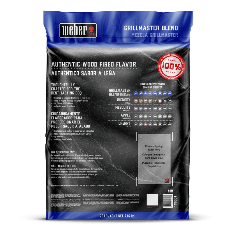 Weber Weber SmokeFire Premium Grillmaster Hardwood Pellets 20lbs 190201 Accessory Smoker Wood Chip & Chunk 077924129773