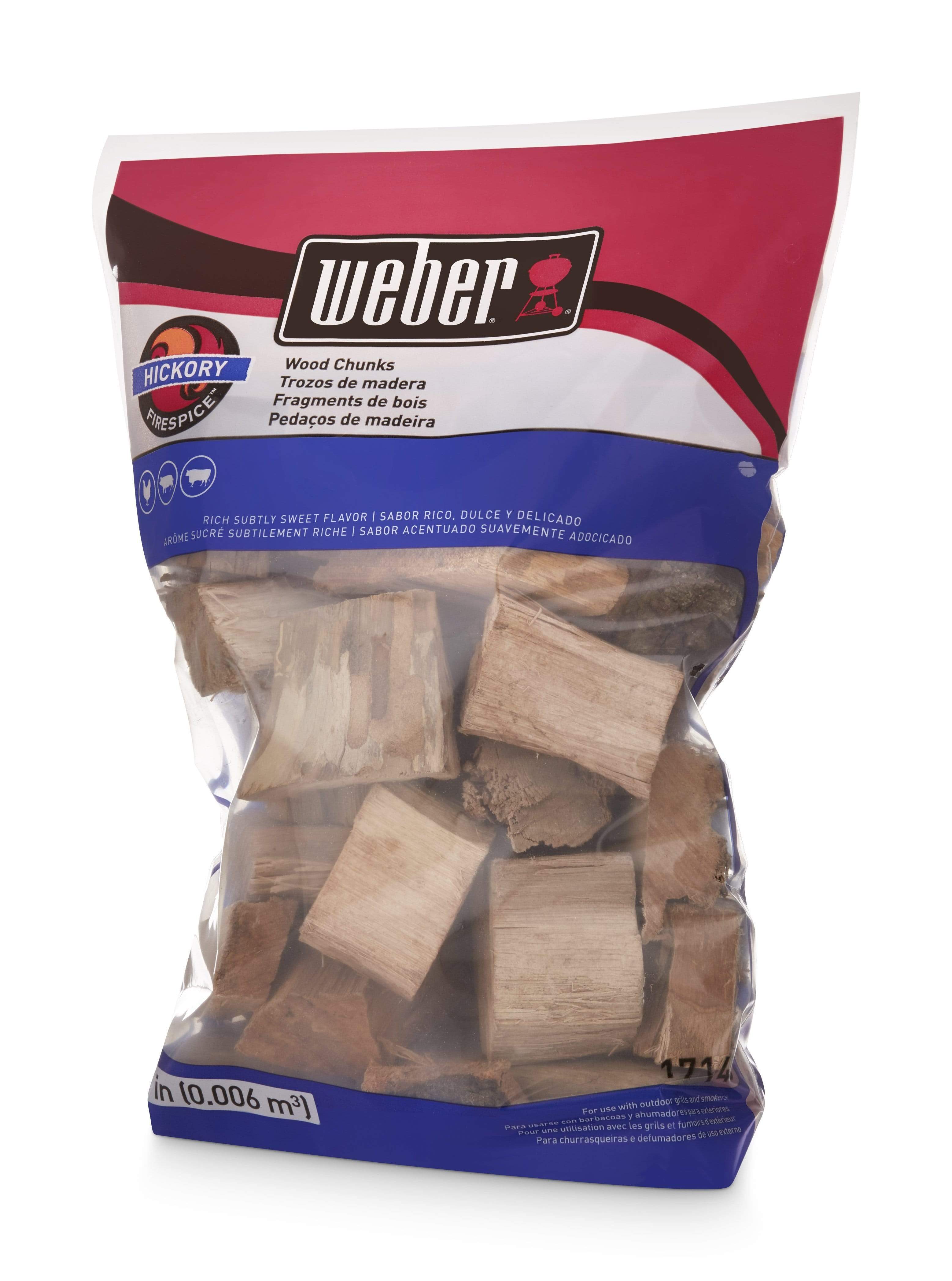 Weber Weber Smoking Wood Chunks 4 lb Bag Hickory 17148 Accessory Smoker Wood Chip & Chunk 077924051524